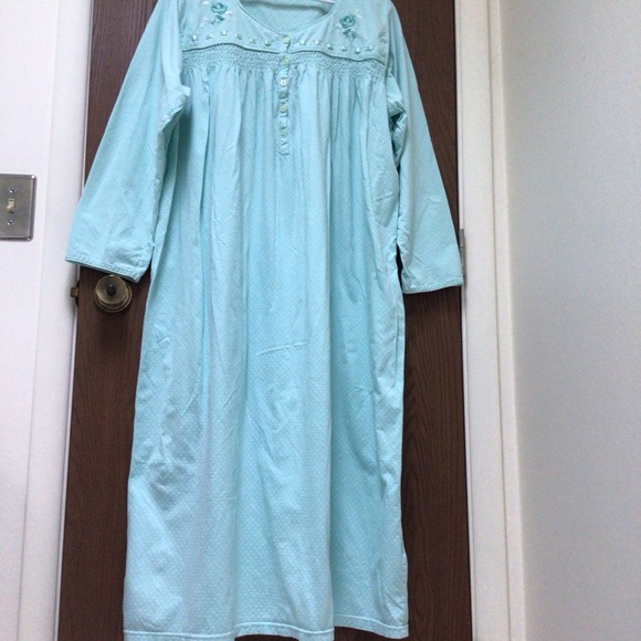 Key Ocean Elegant nightgown 100% cotton jersey, embroidered, satin trim, sz 2XL - Picture 6 of 11